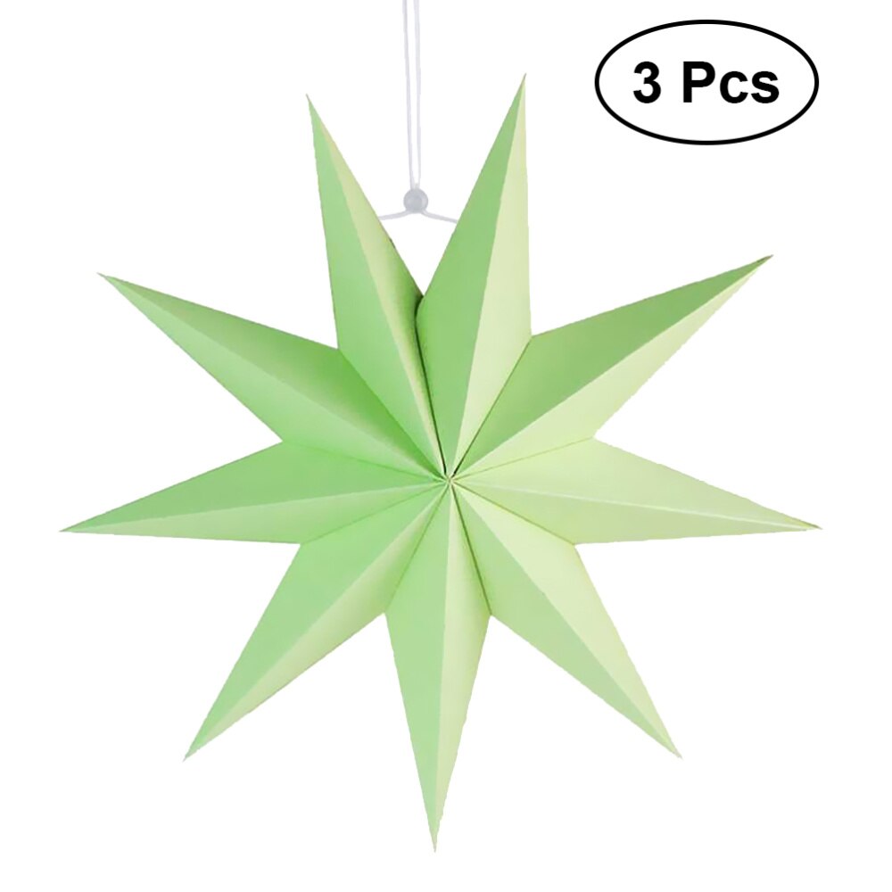 Paper Lamp Shade Handmade Star Lantern Lamp Accessory 30cm(Orange): Light Green 1