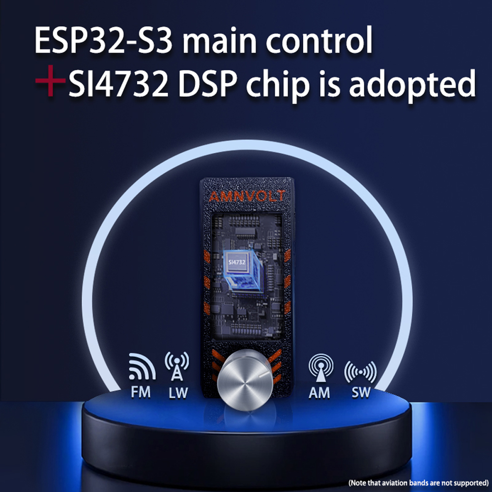 Receptor de Radio SI4732 ESP-32-S3 0,5-108 mhz LSB USB AM FM HF SW MW VHF Radio con antena Radio DSP 1,9 pulgadas Radio FM/AM