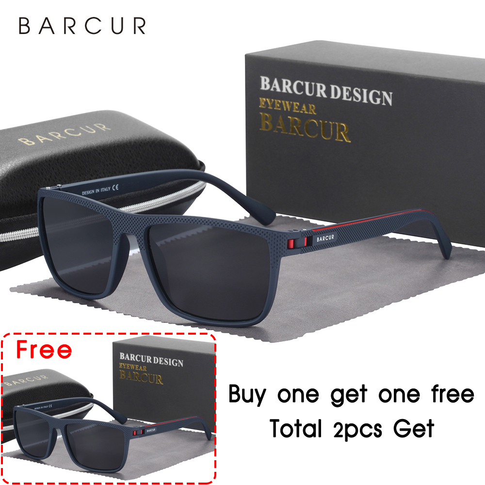 BARCUR-gafas de sol polarizadas TR90 para hombre y mujer, lentes deportivas ligeras, accesorio de protección UVAB: Azul