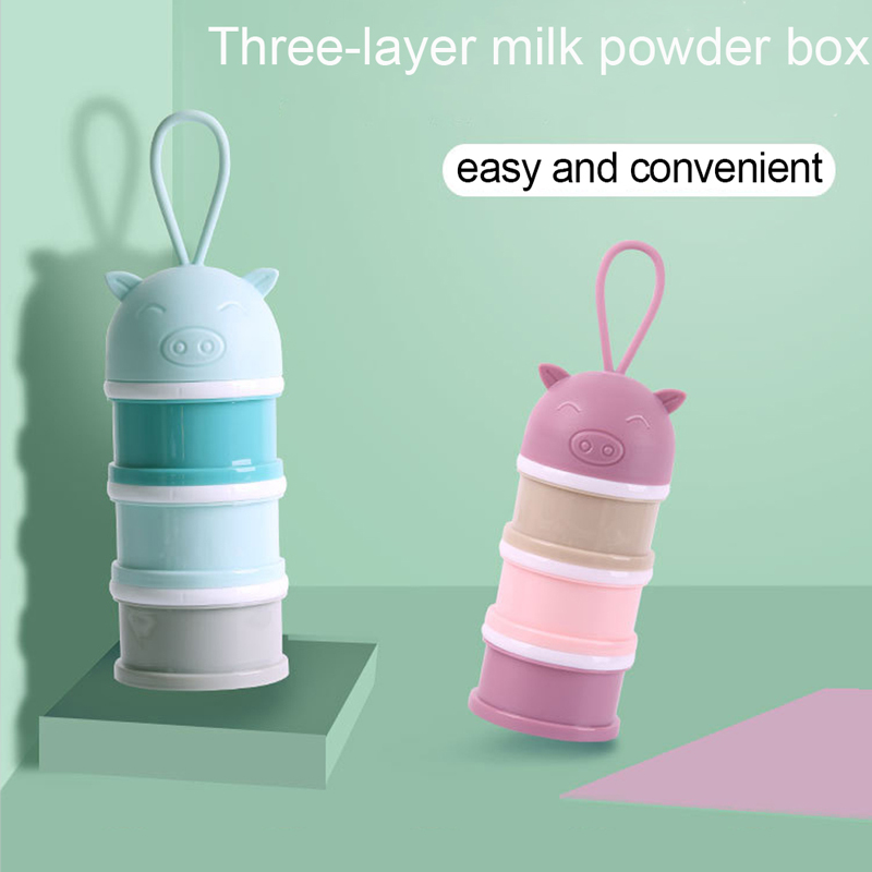 Baby Milchpulverbox Mit Löffel – Doppelschichtig, Tragbar, Aus PP & Silikon (Rosa Oder Grün)