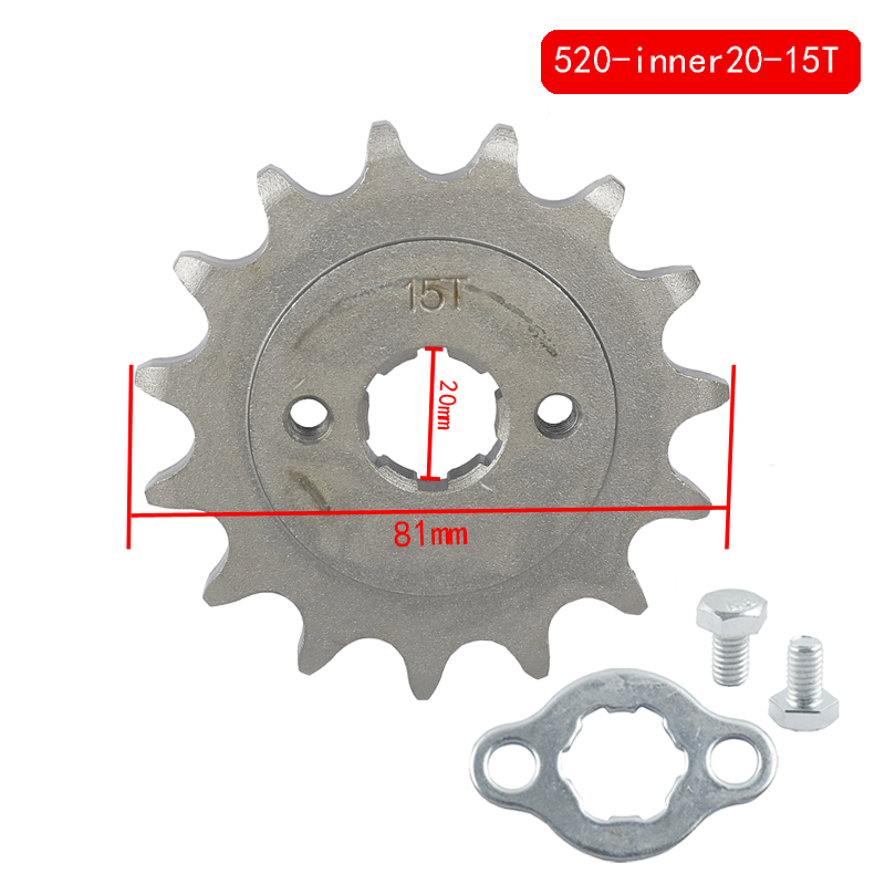 520 10t 11T 12T 13T 14T 15T 16T 17T 18T 19T 20T Dente 20mm ID Pignone motore anteriore adatto fossa bicicletta ATV Parte del motociclo: Arancione