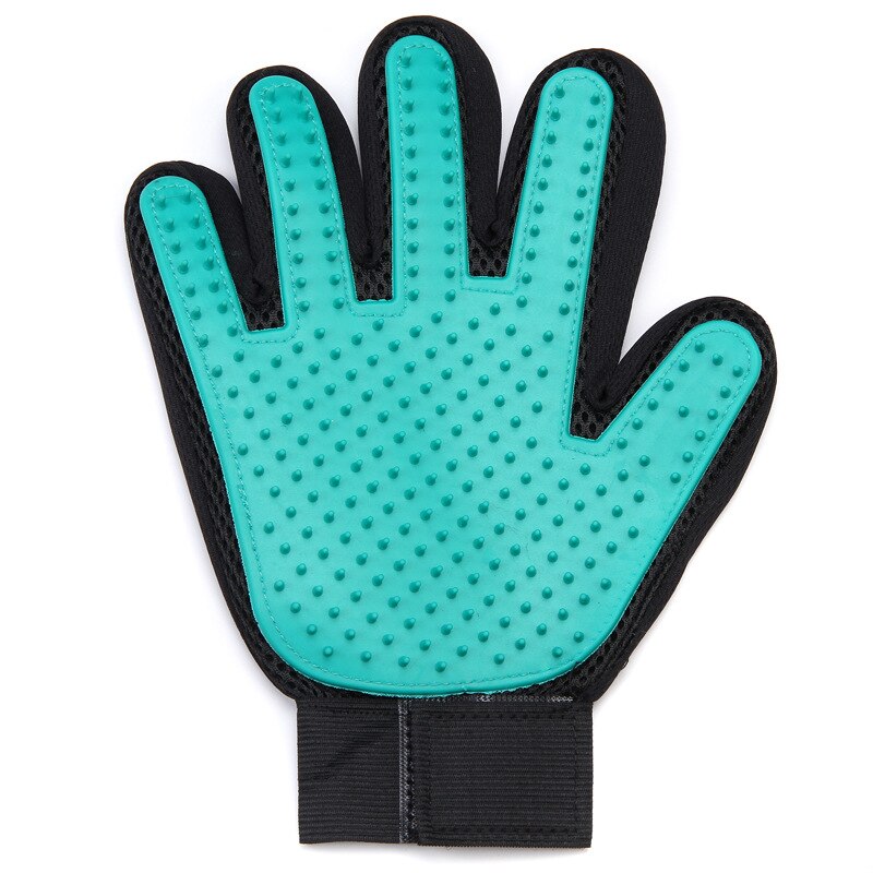 Guante para el cuidado del pelo de gato, guante para quitar el pelo, peine de silicona, guantes para cepillar de manera suave y eficiente, para masaje de limpieza de mascotas y perros: 1pc green right