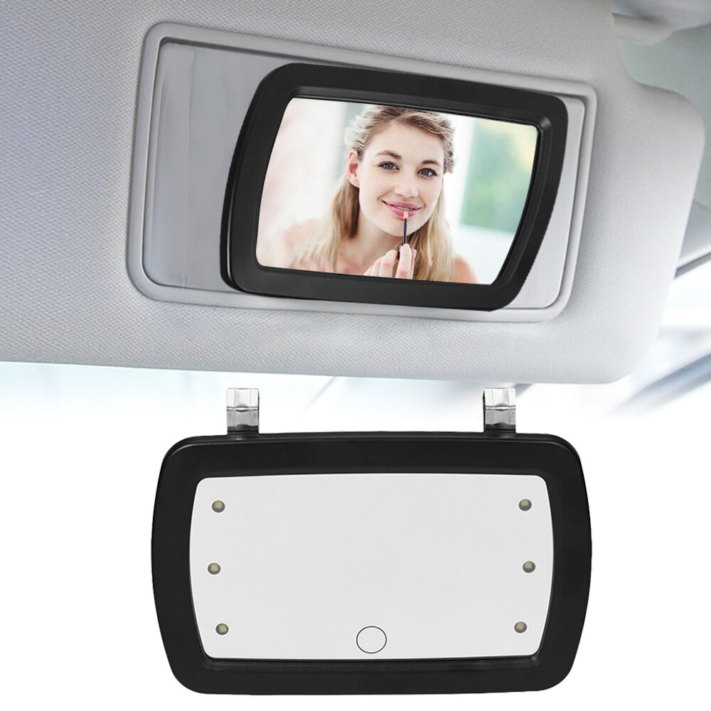 Universal Car Sun Visor Mirror Makeup Sun-shading Cosmetic Mirror Vanity Mirror Automobile Make Up Mirror with Six LED Lights