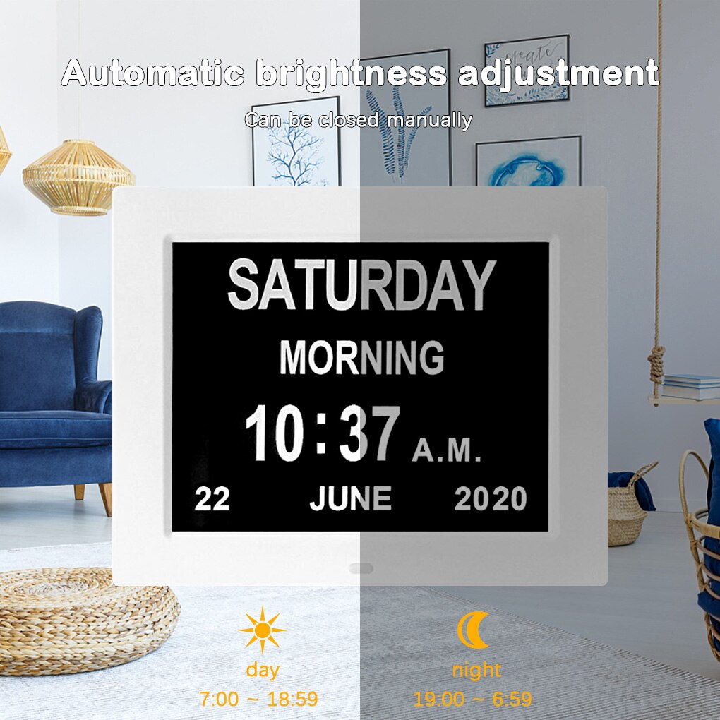 Large Screen LED Digital Alarm Clock with Calendar Desktop Electronic Time Reminder for the Elderly US Plug
