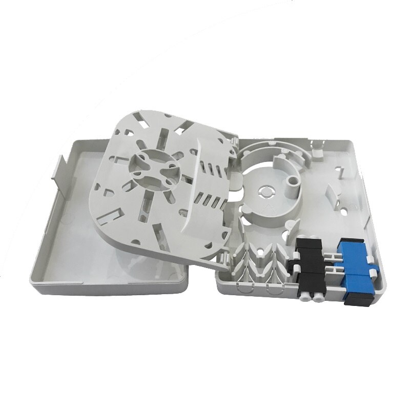 Ftth 2Core Glasvezel Beëindiging Doos 2 Poort Glasvezel Verdeelkast Fttx Glasvezel Box Splitter Box Maat 106*84*25Mm