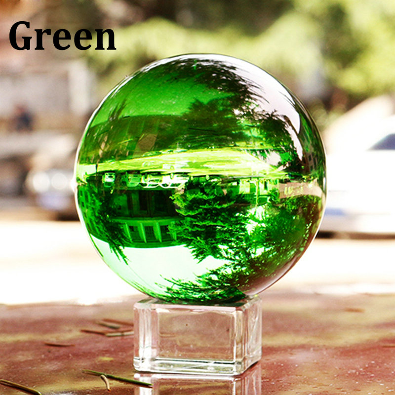 40mm farverige krystalkugler med base glas magisk sfære klode fotografering dekoration bold hjem dekoration: Grøn