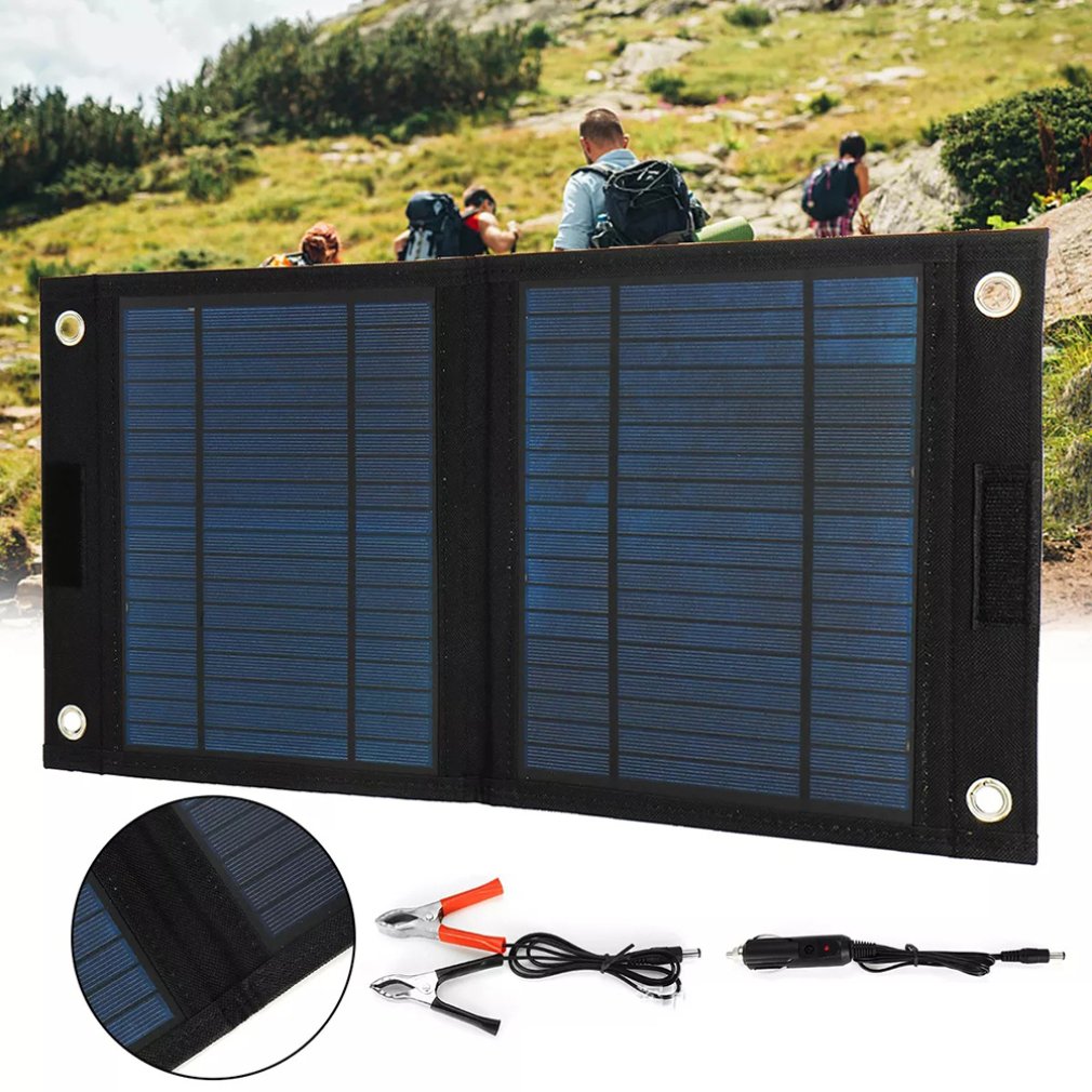 DC interface solar panel folding bag convenient walking self-driving tour emergency special charging bag