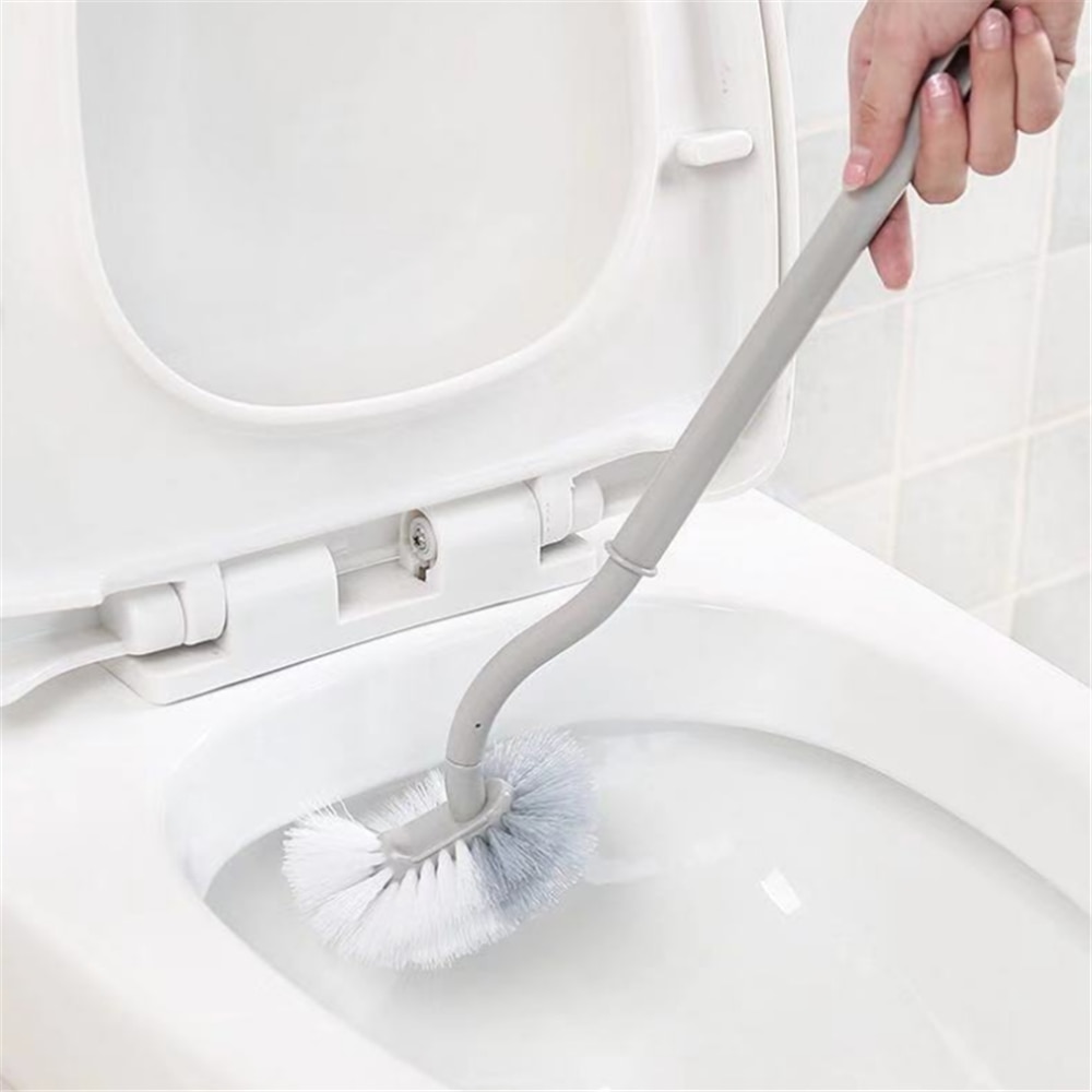 1pc toiletbørste død hjørne dekontaminering rengøring dobbelt side buet plastbørste toilet badeværelse lang håndtag børste