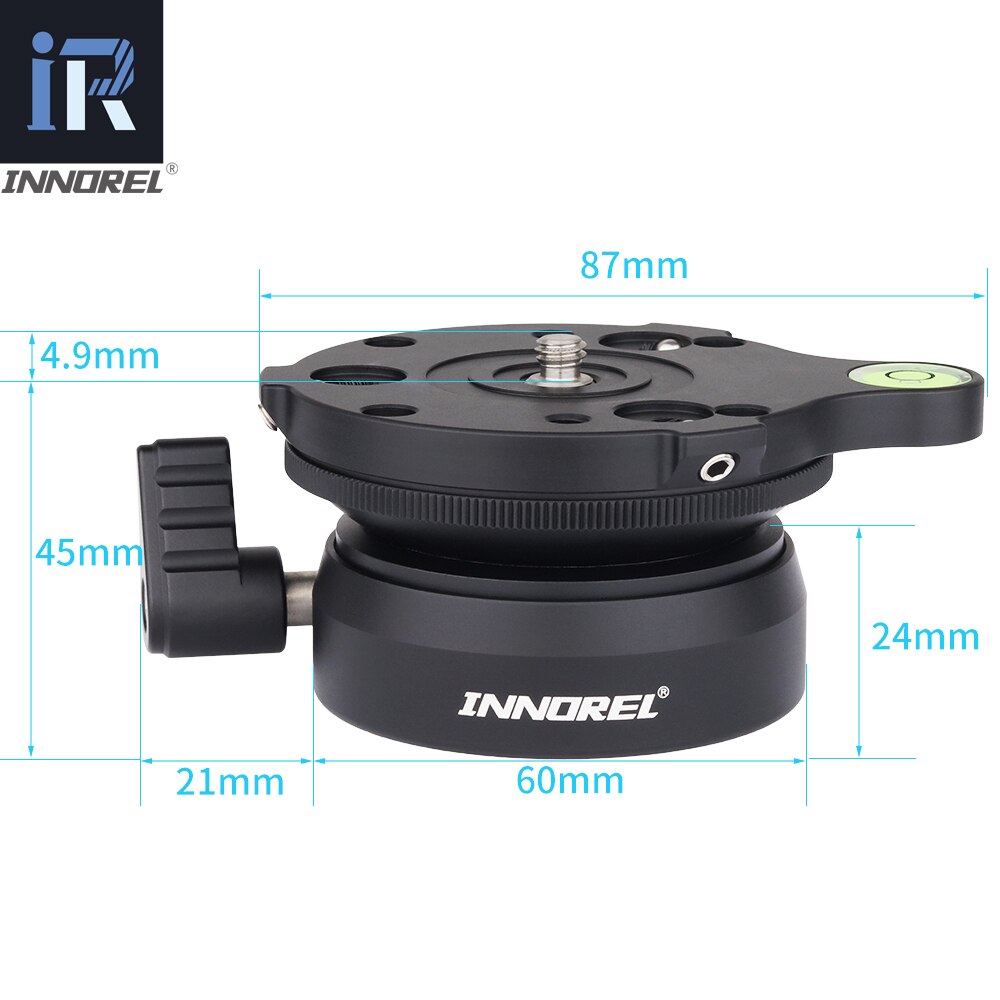 Innorel LB-60 Statief Hoofd Leveling Base Niveau Horizontale Aanpassing Platform Om Statief Professionele Halfrond Luchtfoto