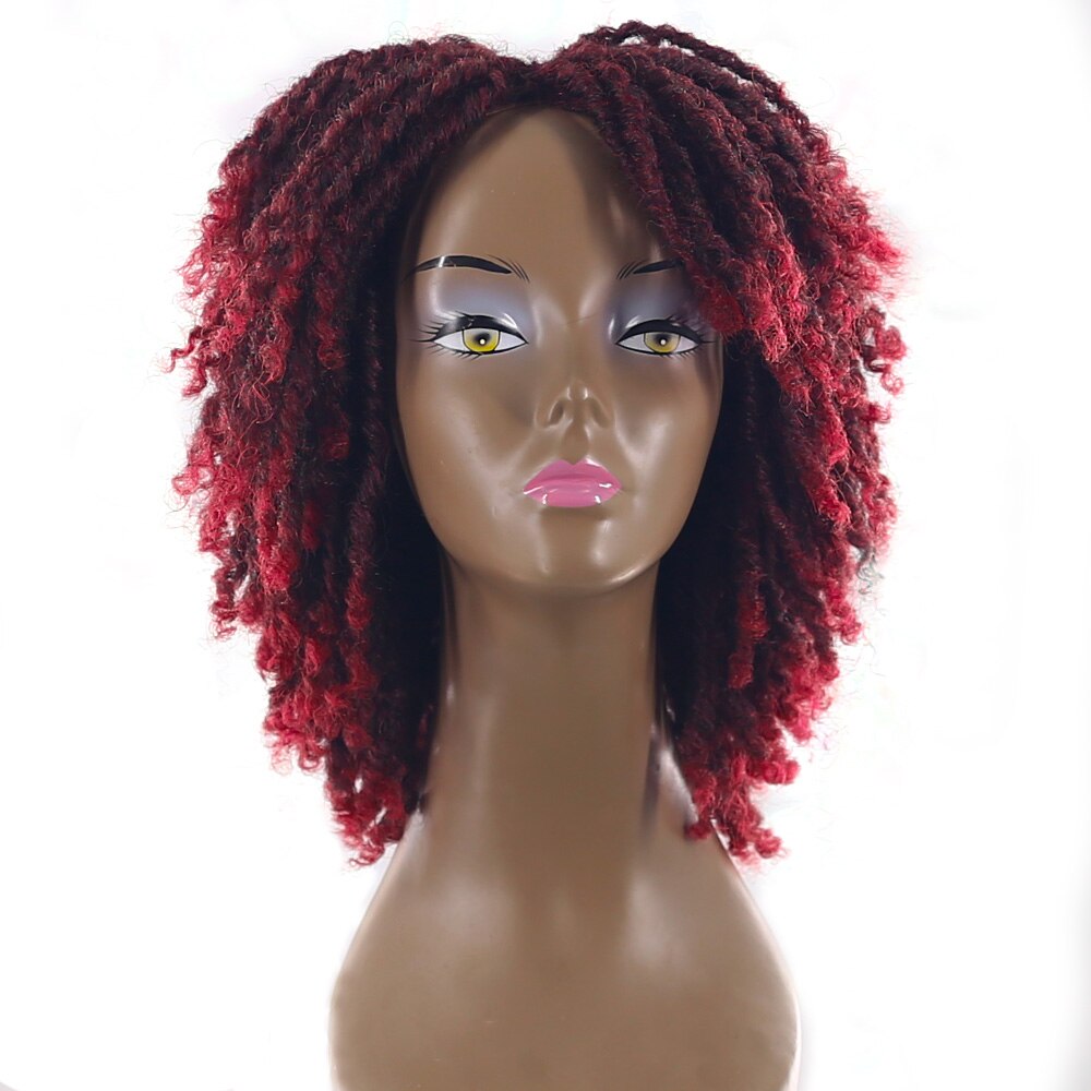 X-tresse Faux Locs kurz Bob Zöpfe Perücken Dreadlock häkeln Twist geflochten Synthetik Perücke Pro Schwarz Frauen 10Zoll Maschine gemacht Perücke: T1B/Burgund