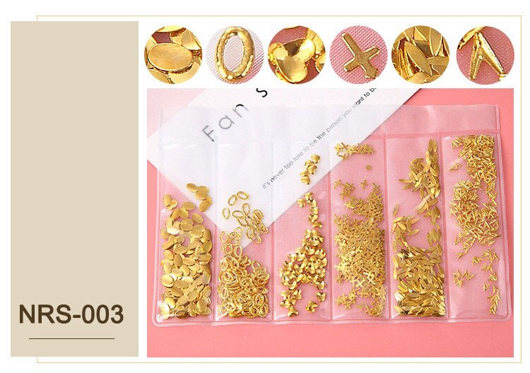 1 paquete mezclado 3D DIY oro hueco Metal remache de diamantes de imitación decoración de Arte de uñas perla DIY tacos de manicura Accesorios: 003