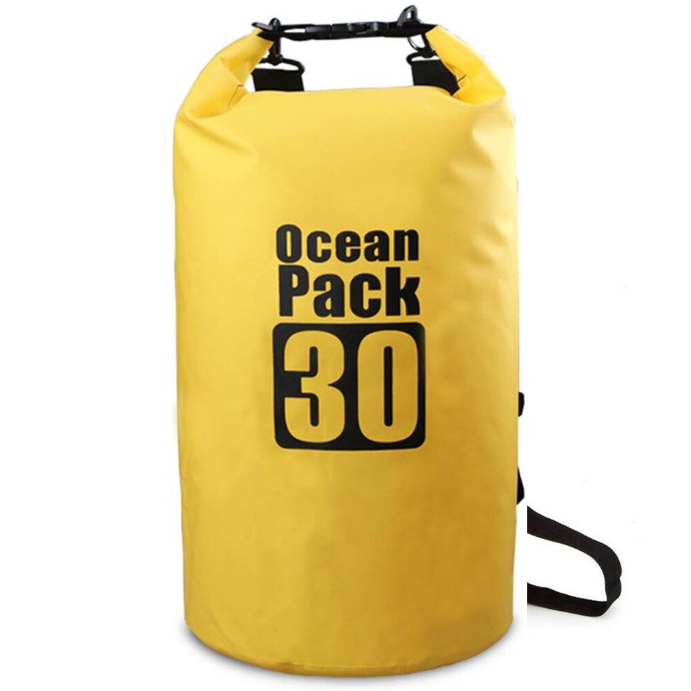 Vattentät torr väska utomhus roll top kompressionssäck ocean pack ryggsäck för kajakpaddling strand forsränning båtliv camping fiske simma: Gul 30l