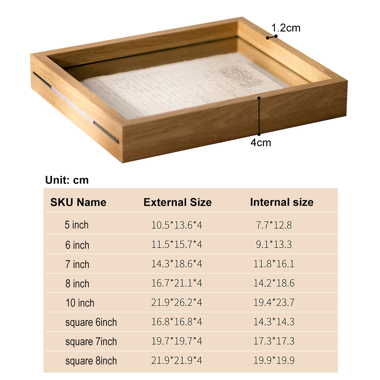 Wood Specimen Frame With Real Glass Photo Frame,Picture Frame For For Wedding Photo Picture Frame Desktop Photo Decor