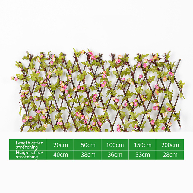 Artificial Rose Flower Garden Privacy Fence Wall Leaf Wood Telescopic Expanding Trellis Vine Climbing Frame Gardening Home Decor: Light pink