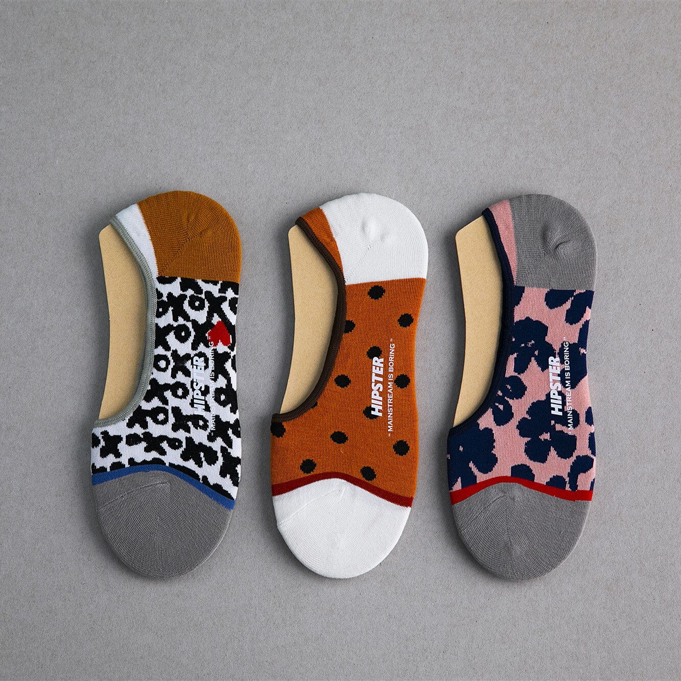 Lente En Zomer De Originele Retro Tint Persoonlijkheid Jacquard Onzichtbare Sokken Slippers Liefhebbers Silicagel Antislip Boot sokken: random