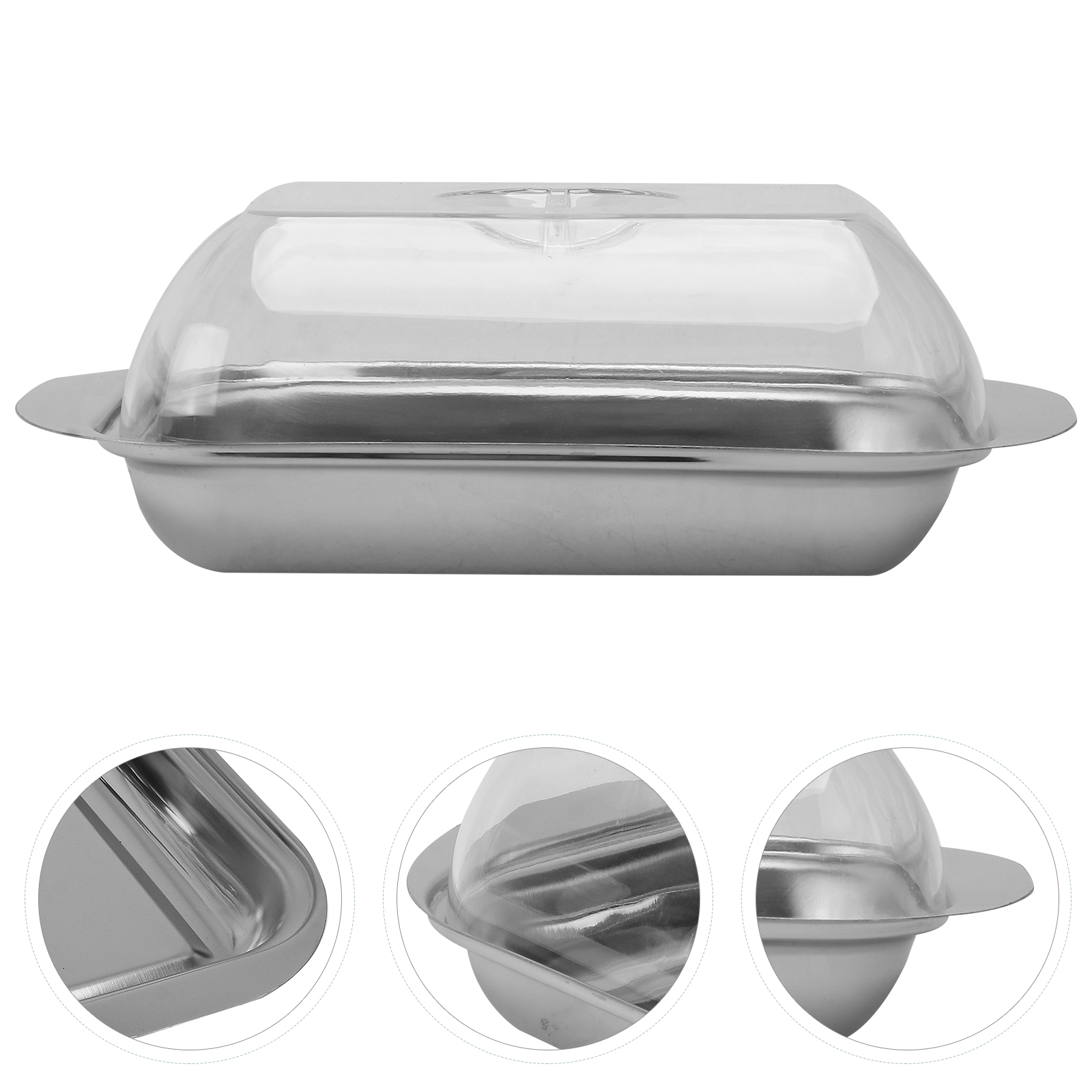 1Pc Stainless Steel Butter Plate Simple Beef Tallow Dish Storage Plate with Lid: Default Title