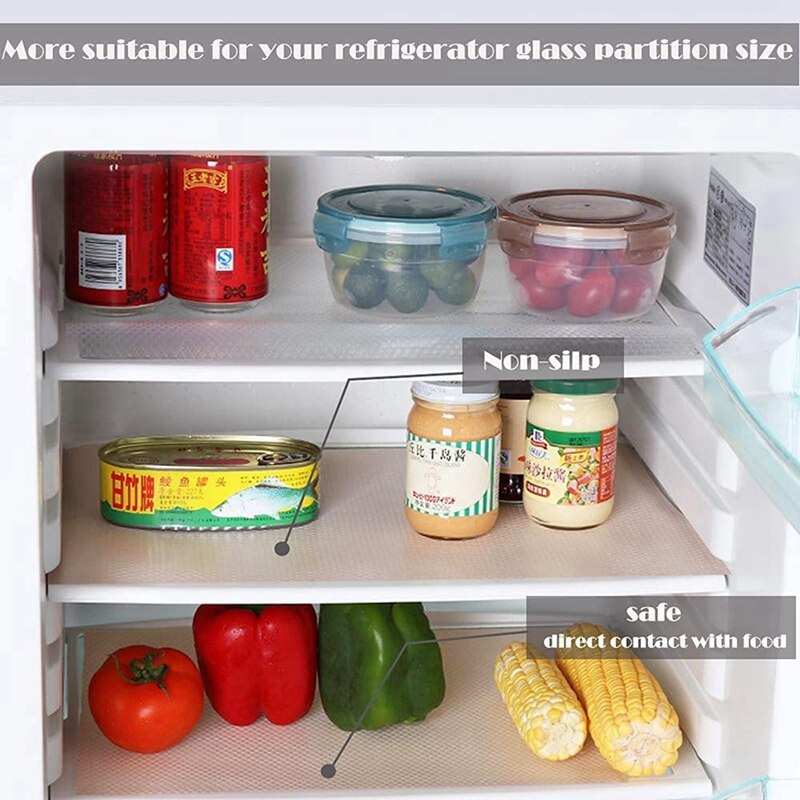 6Pcs Washable Refrigerator Shelf Inner Liner Waterproof Non-Slip Placemat Refrigerator Glass Shelf for Kitchen