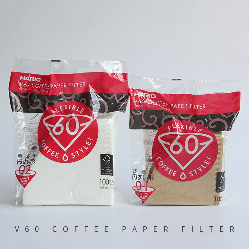 Hario  v60 filterkaffe 01 02 tæller espressokaffe naturlige papirfiltre til 4 kopper barista dryp kaffefilter japan importeret
