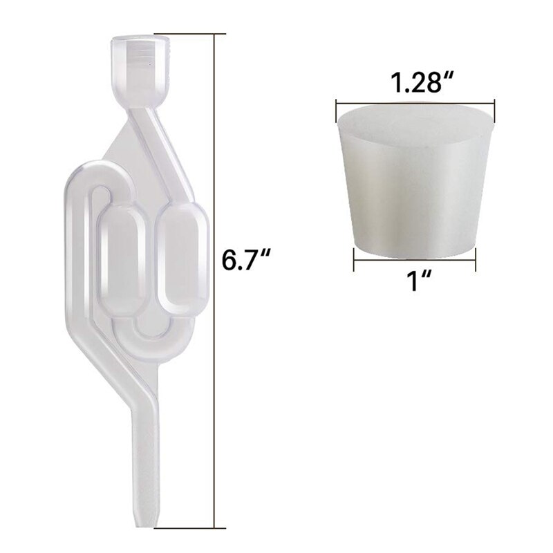 Fermentation Air Lock, 5 S-Shaped Air Locks with Silicone Rubber Plugs, Food Grade Fermentation Sealing Valve