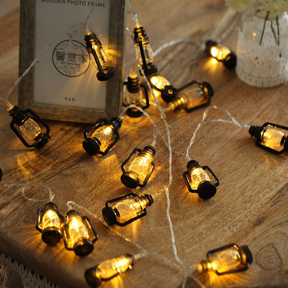 Kerst Fairy Led Kerosine Lamp Lantaarn Opknoping Licht String Voor Wedding Halloween Bar Thuis Party Indoor Outdoor Decoratie