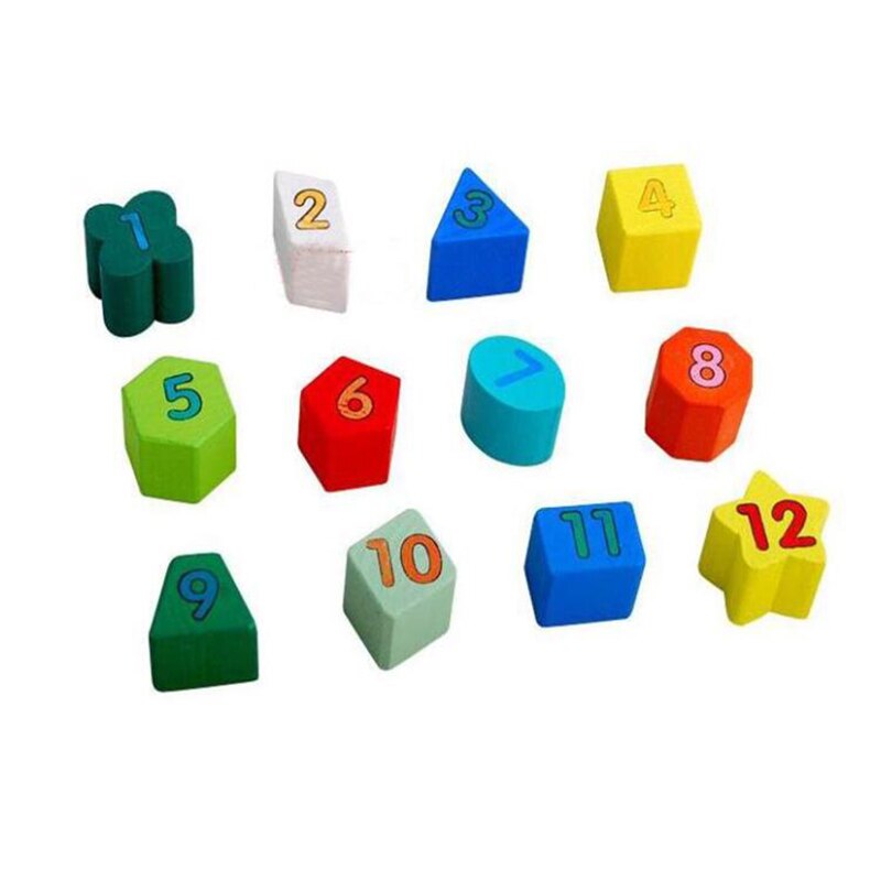 Useful Early Childhood Mental Shape Matching Wooden Child Wooden Blocks Colorful Digital Clock Educational Learning Toys