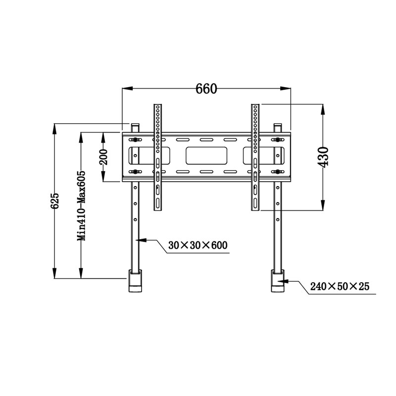 Support TV pour écran LCD et Plasma LED 32-65 &quot;, VESA MAX 600x400mm, montage au sol avec 3 ensembles de réglage en hauteur