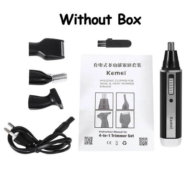 4 In 1 Professionele Elektrische Oplaadbare Neus En Oorhaar Trimmer Scheerapparaat Tempel Cut Persoonlijke Verzorging Gereedschap Voor Mannen: no package