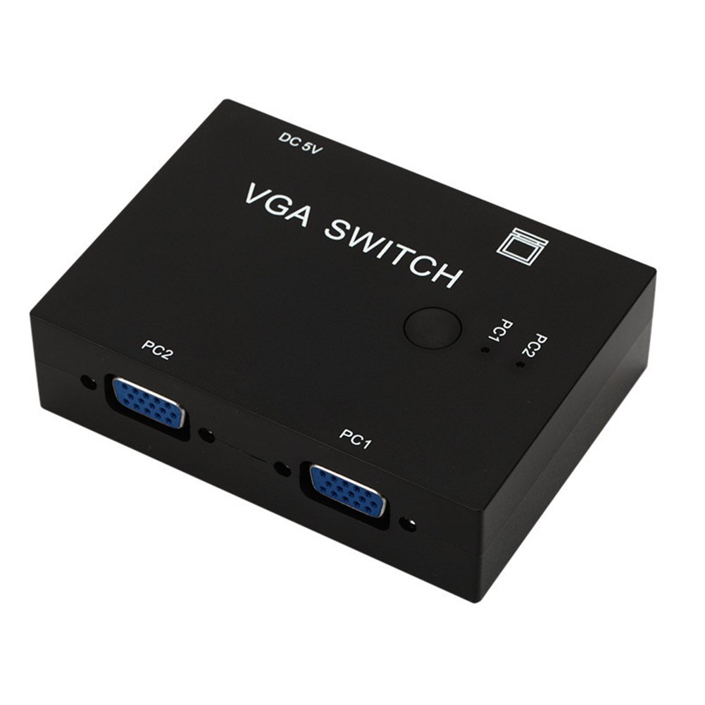 2 port tilbehør metal lcd tv manuel splitter med kabel vga switch kvm video deleboks sort bredskærm til pc skærm