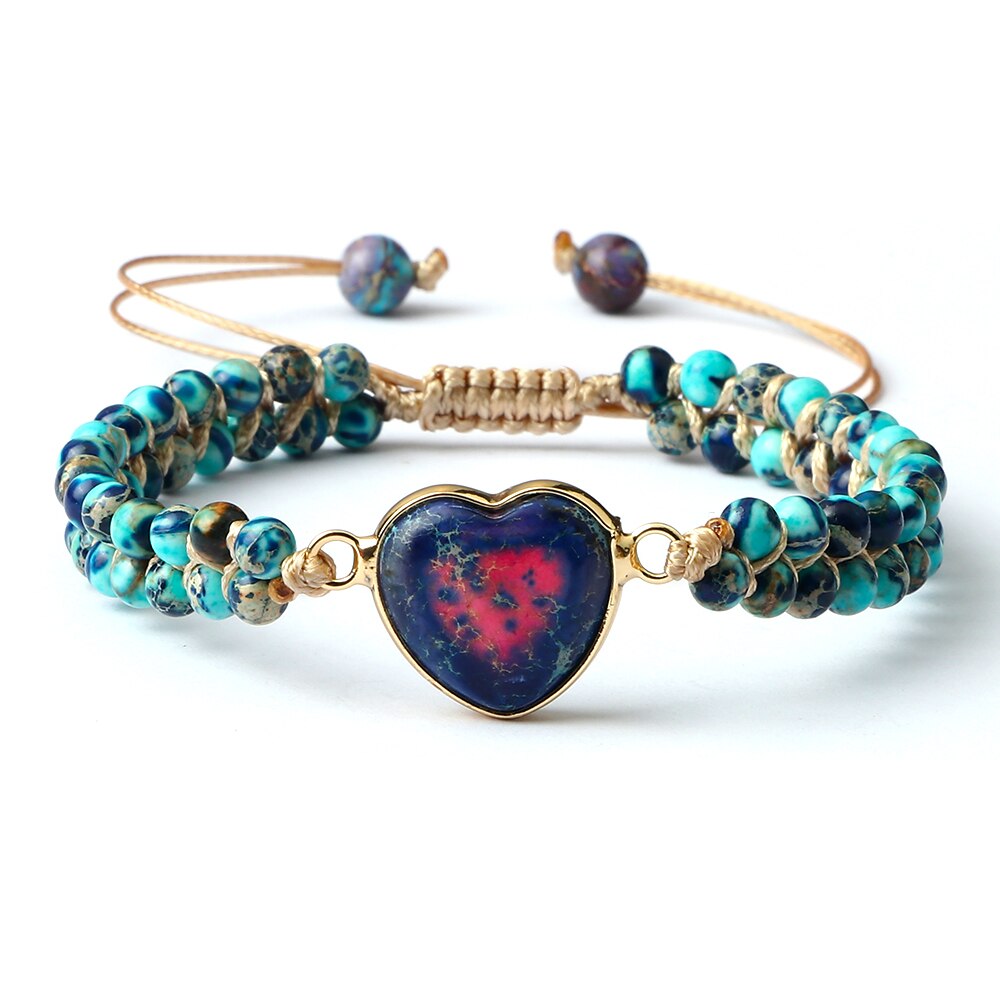 Clássico de pedra natural forma do coração charme macrame pulseira feminino masculino artesanal ajustável trançado pulseiras jóias presente da amizade: style 7