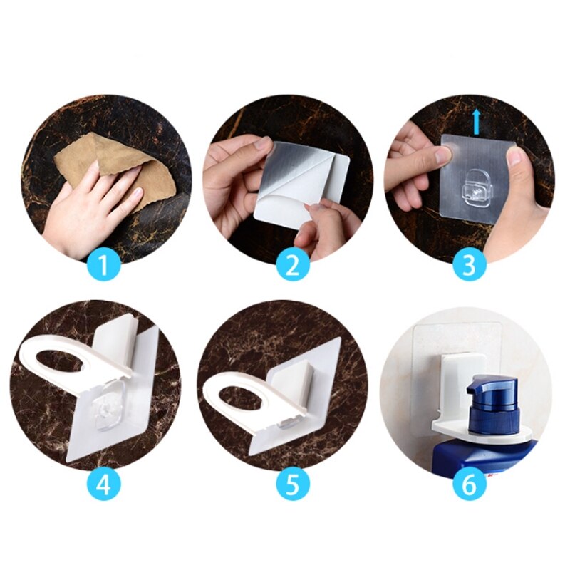 Bathroom Wall Mounted Magic Sticky Shampoo Bottle Hanging Hook Holder Organizer Max 5kg