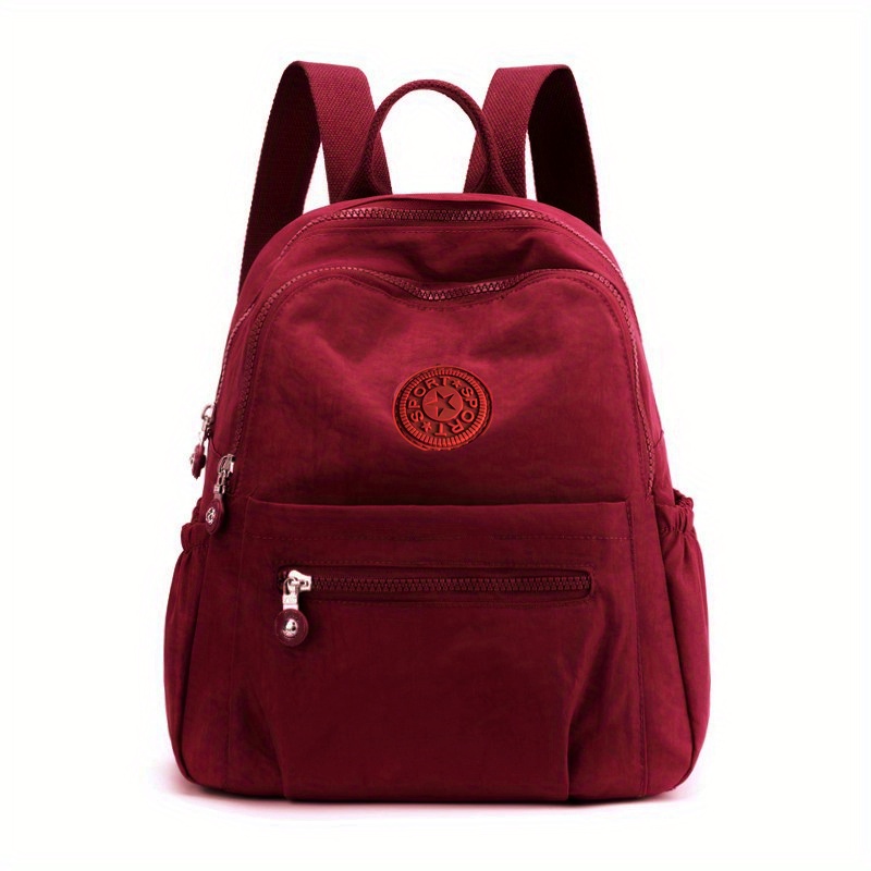 Mochila de nylon de cor sólida, bolsa escolar de viagem leve, mochila moderna para trabalho, bolsa de viagem pode ser pendurada em bagagem: Vermelho
