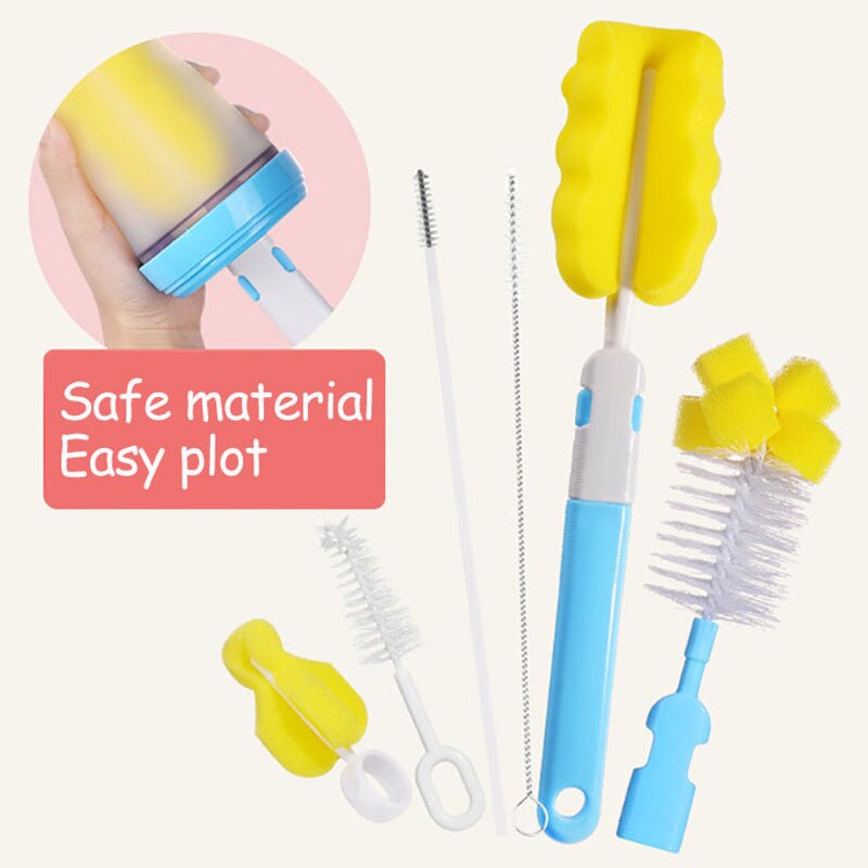 Zes Stuk Baby Fles Borstel Set Cup Borstel Spons Fles Schoonmaken Tool Baby Fles Schoonmaken Product Baby Care