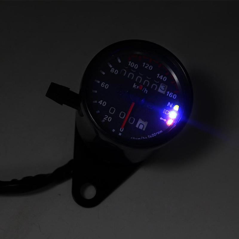 12V Motorfiets Universal Motorbike Led Snelheidsmeter Kilometerteller Gauge Met Neutrale Gear Richtingaanwijzer Koplamp Indicator