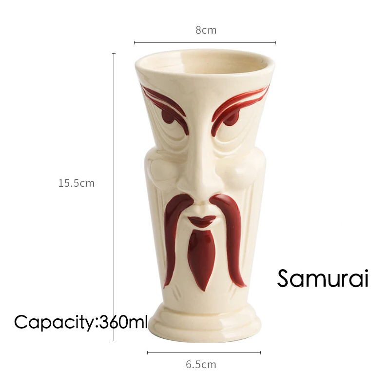 Ceramic Tiki Mug Porcelain Beer Wine Mug Cup Bar Tool ,Exotic Cocktail Glasses, Tiki Bar