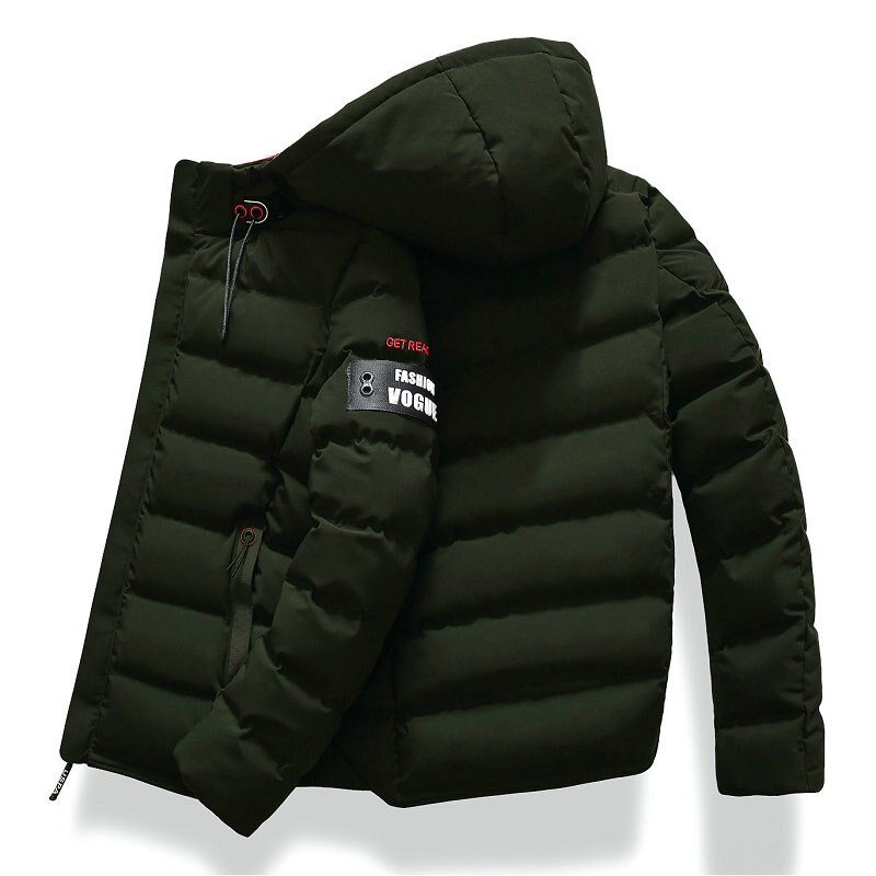 Herre dunmerke høst vinterjakke parka kåpe hette varm herre vinterfrakk fritidsfrakk 4xl parkas dun herre: Militærgrønn / Asiatisk størrelse m