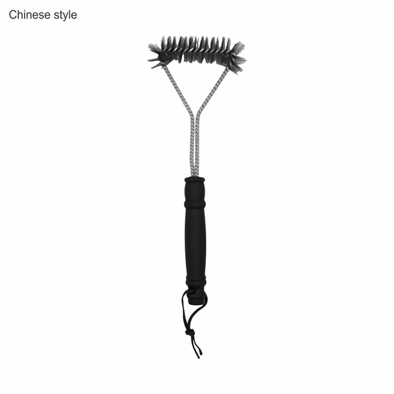 Outdoor BBQ Cleaning Brush Steel Wire Grill Cleaner Tool for Barbecue Grill Oven Mesh Cleaning Brush Kitchen Home Goods: black