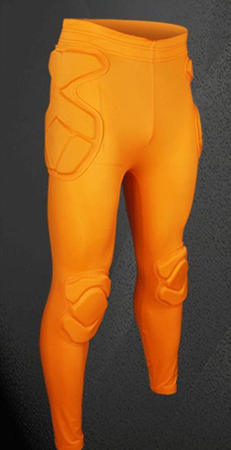 Men Soccer Goalkeeper Pant EVA Sponge Slim Skinny Football Goal Keeper Goalie Sports Training Leggings Pants: Orange / L