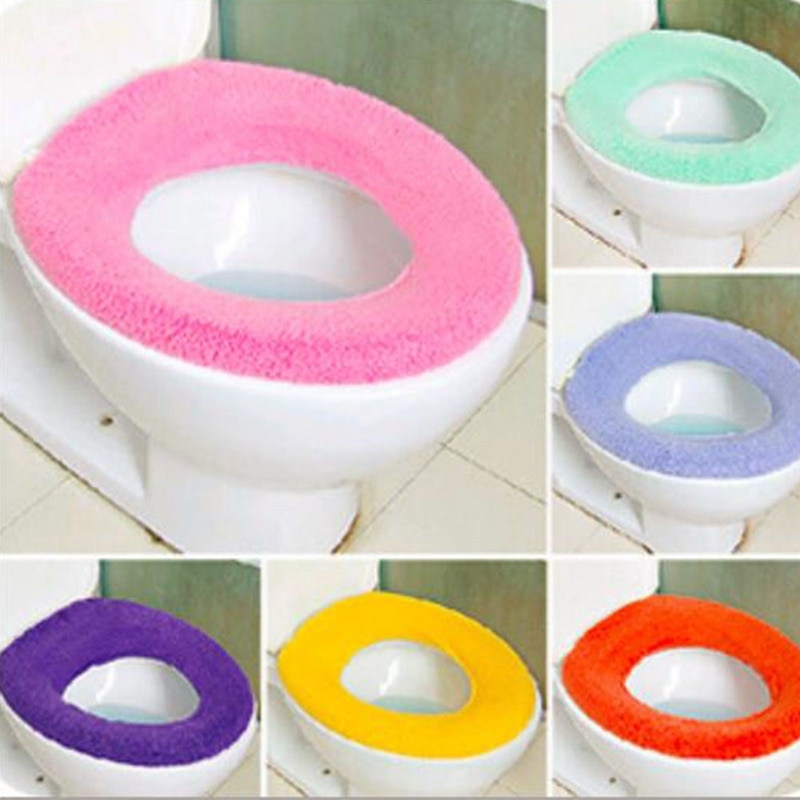 1pc tilfeldige farger toalettsete koffert varmere toalett tilbehør pidestall pute pads vaskbare toalett setetrekk