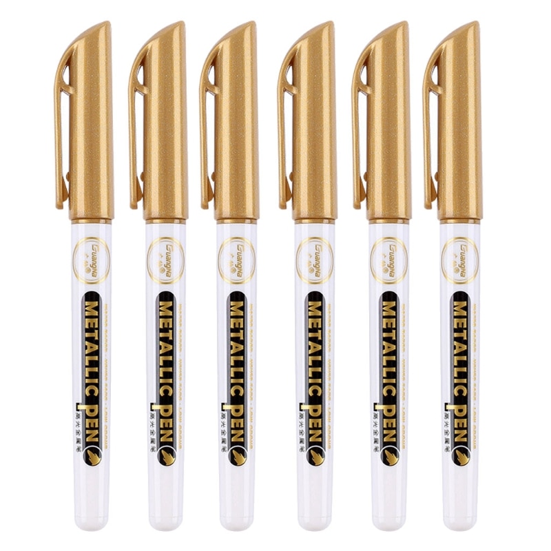 6Pc Gold Silber Epoxid Harz Zeichnung Stift Gold Blättert Punkt Stift Marker Acryl Farbe Höhepunkte metallisch dauerhaft Marker