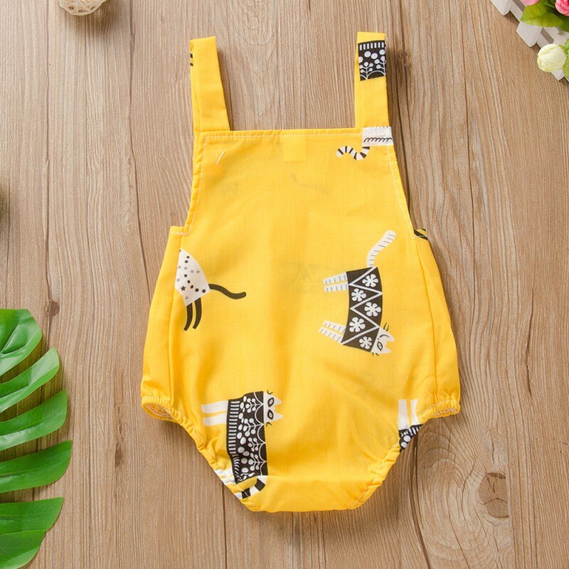 Été bébé garçons filles body coton sans manches dessin animé imprimé fronde combinaison une-pièce vêtements
