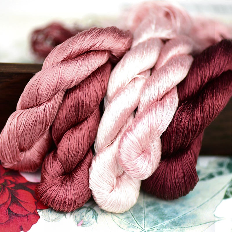 1pcs 100% silk thread hand embroidery embroider cross stitch 400m silk embroidery thread brick red series 10 pure colors