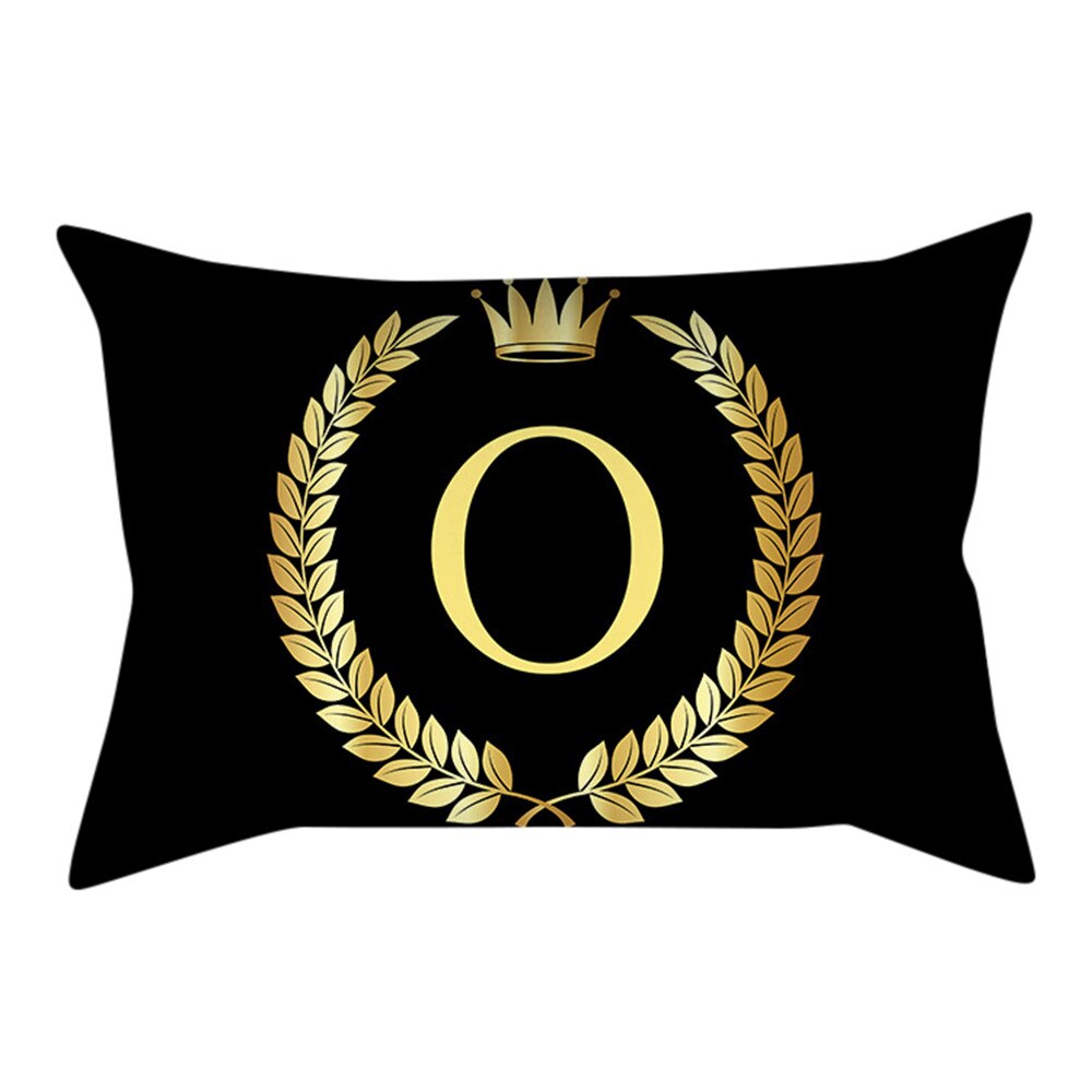 Or noir lettre taie d'oreiller oreillers décoratifs pour canapé housse de coussin taie d'oreiller pour la décoration intérieure Cojines Decorativos Para Sofá: J