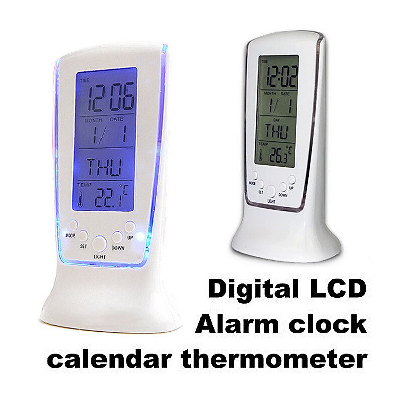 Multifunctionele Digitale Lcd Wekker Muziek Led Bureau Tafel Kalender Thermometer Beste Prijs