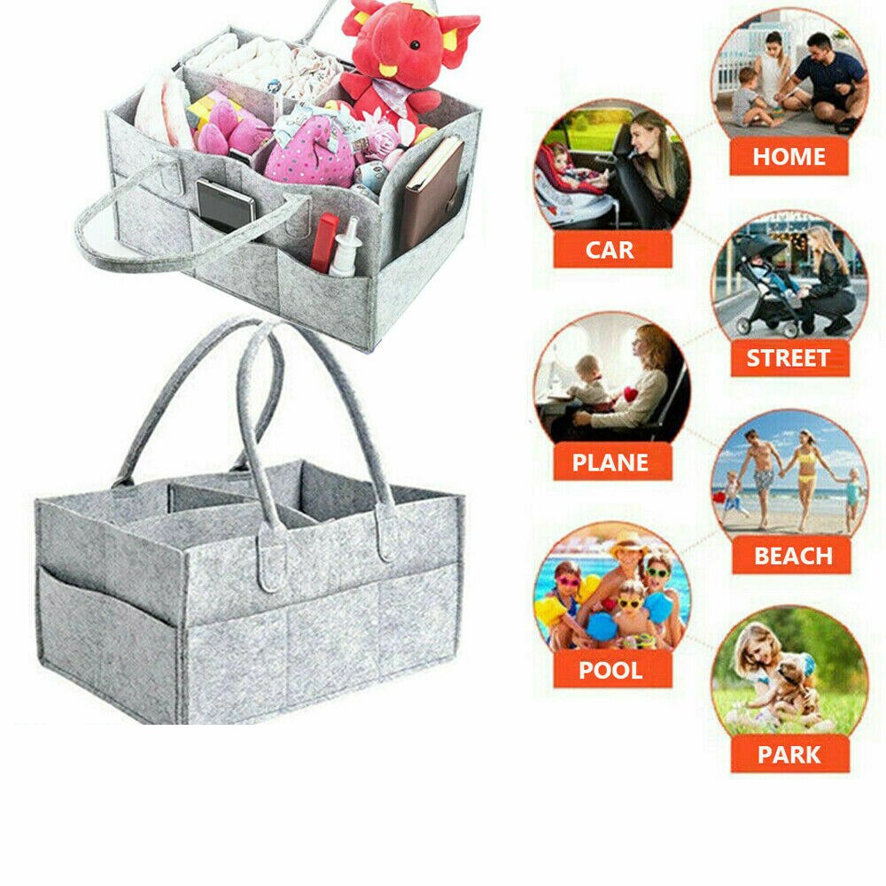 Luiertas van vilt, luiertassen, luiertas, handtas, opbergtas, reistas, grote capaciteit, baby-automand, draagbare houder, essentials