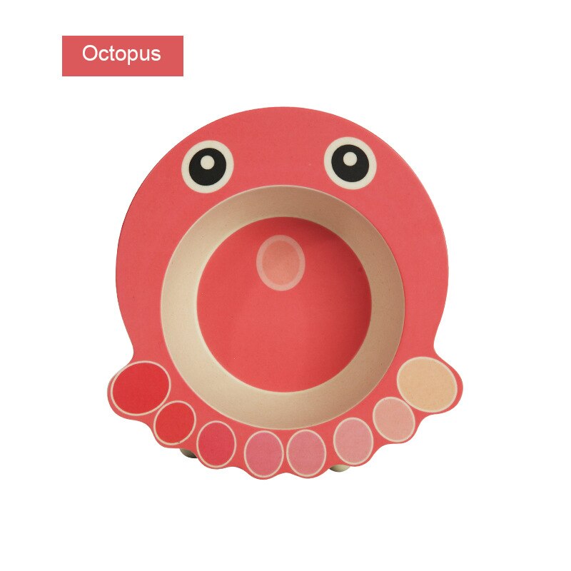 Effen Voeden Babyvoeding Eco Bamboe Servies Antislip Servies Voor Feeding Baby Gerechten Cartoon Kinderen Kids Bamboe Plaat: octopus
