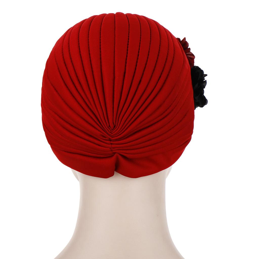 Las mujeres de flor sombrero turbante India sombreros musulmán quimioterapia por cáncer tapa sombrero abrigo indio sombrero falda gorros sombrero tapa