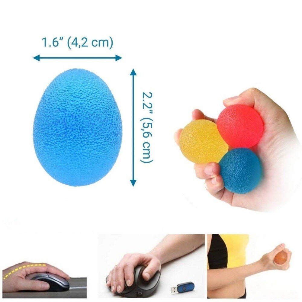 Stress Hand Grip Ball Finger Strength Training 3 Stress Relief Therapy Egg Balls and 3 Finger Stretcher Sets for Rehabilitation