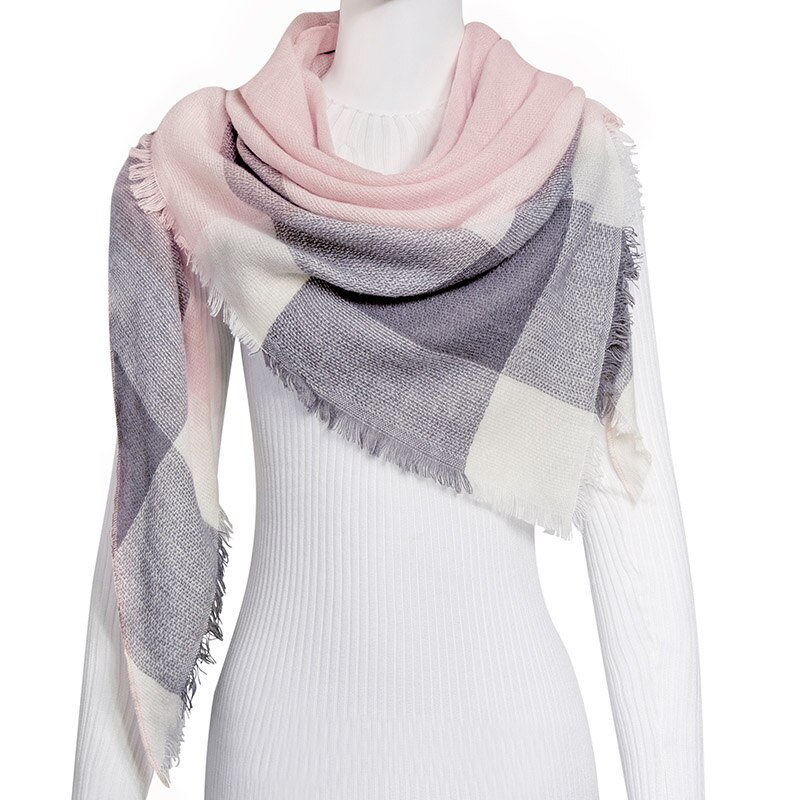 Evrfelan femmes écharpe de hiver foulards femme cou porter Plaid bufanda Triangle forme écharpe: C16