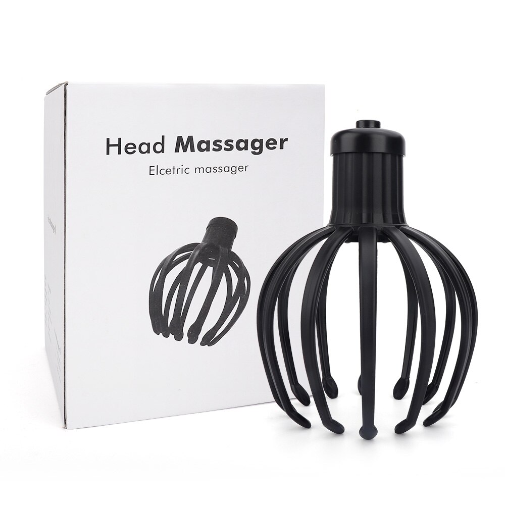 Electric Octopus Head Scalp Massager Relaxation Pain Relief Massager for Head Body Muscle Tension Anti-stress Massage Instrument: black