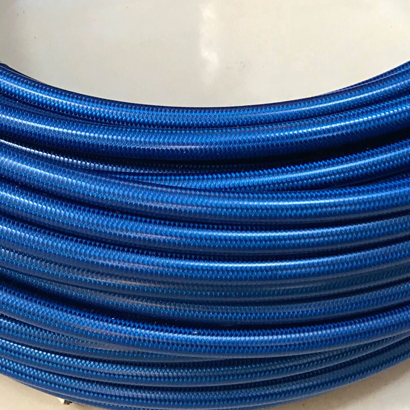 Haokule 4an/an4 ptfe teflon rustfrit stål flettet slange med sort / klar / blå pvc dæksel: Med blå pvc-betræk